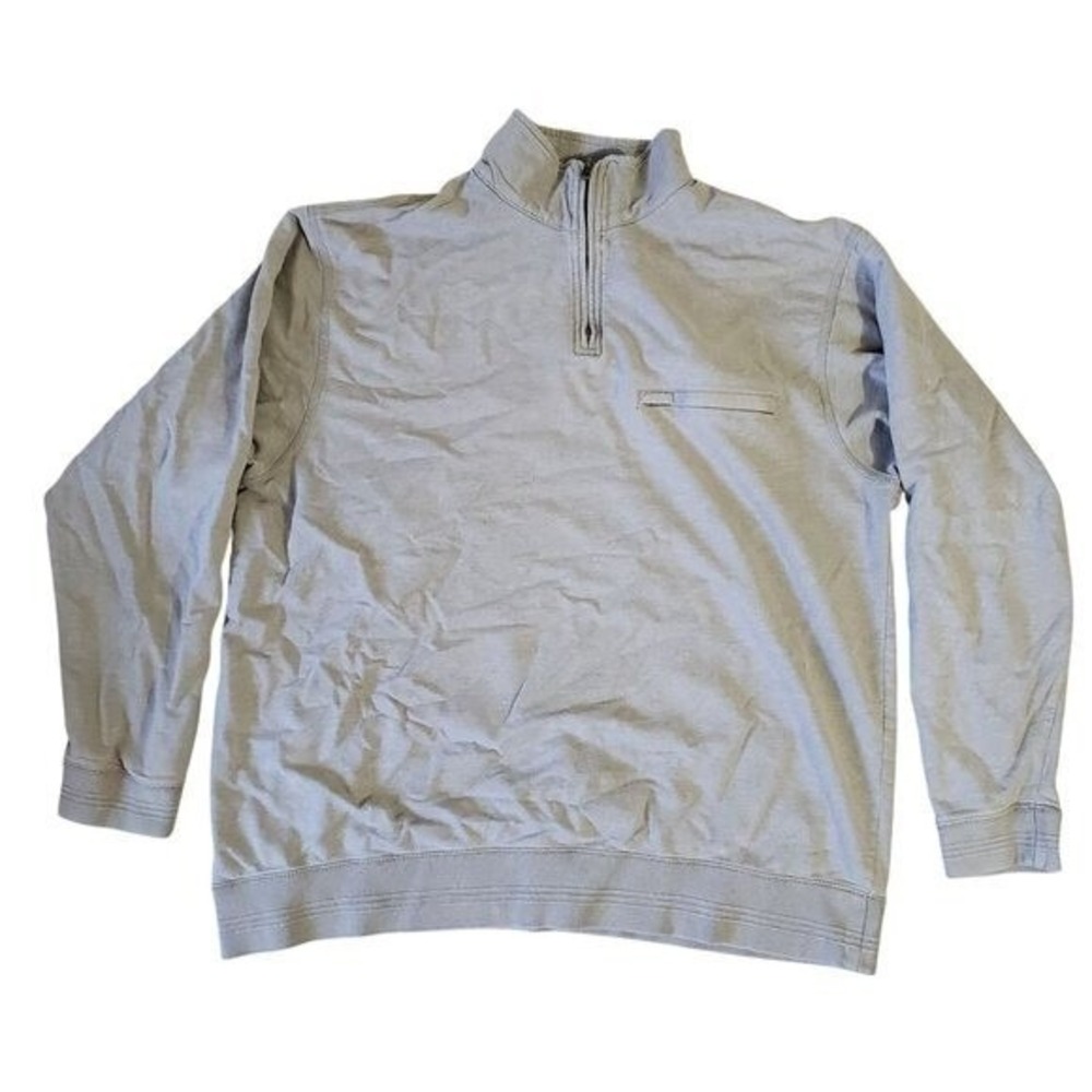 Roundtree & Yorke XL Quarter Zip Pullover Taupe Preppy Minimalist Sweater Cotton